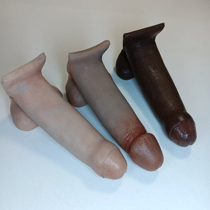 A small color sample of 3 6 inch Action Toys on a white background.  Showing realistic finish on a variety of skin tones.