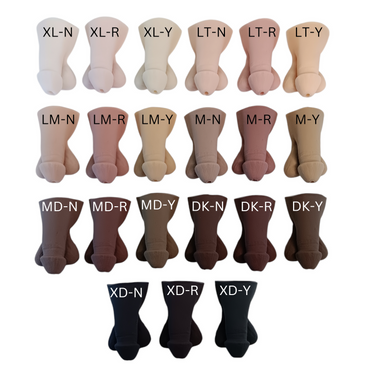 Picture showing all 21 Skintones in 2 inch circumcised STP Skins