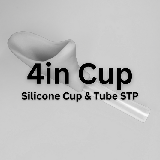 Image of 4 inch Cup with text that says 4 inch Cup Silicone Cup and Tube STP