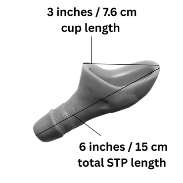 Image showing STP total length= 6 inches, Cup length front to back= 3 inches