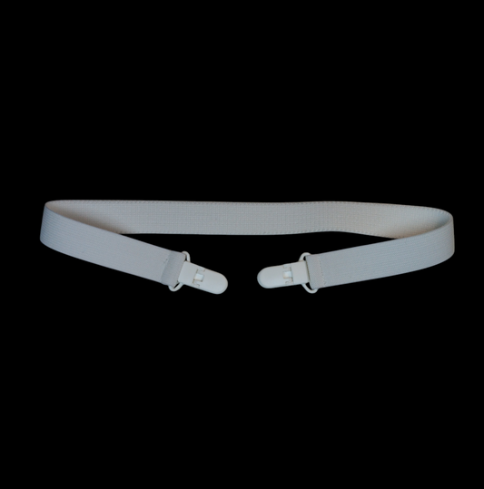 white Fitted Clip In Waistband Harness on a black background