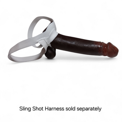 White Elastic thin 3/4 inch Sling Shot with 7 inch Action Toy.  Harness and Prosthetics sold separately.  