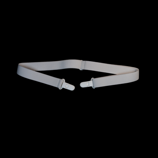 Image of a white Adjustable Clip In Waistband Harness against a black background