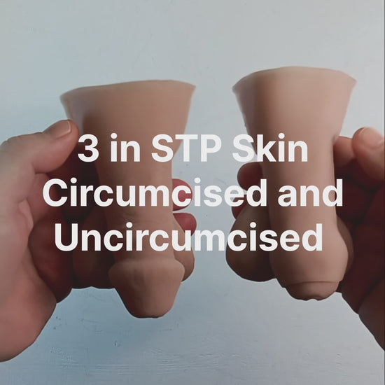 Short Video shown handling the 3 inch STP Skin, showing circumcised and uncircumcised and to show the texture and flexibility of the silicone skin.